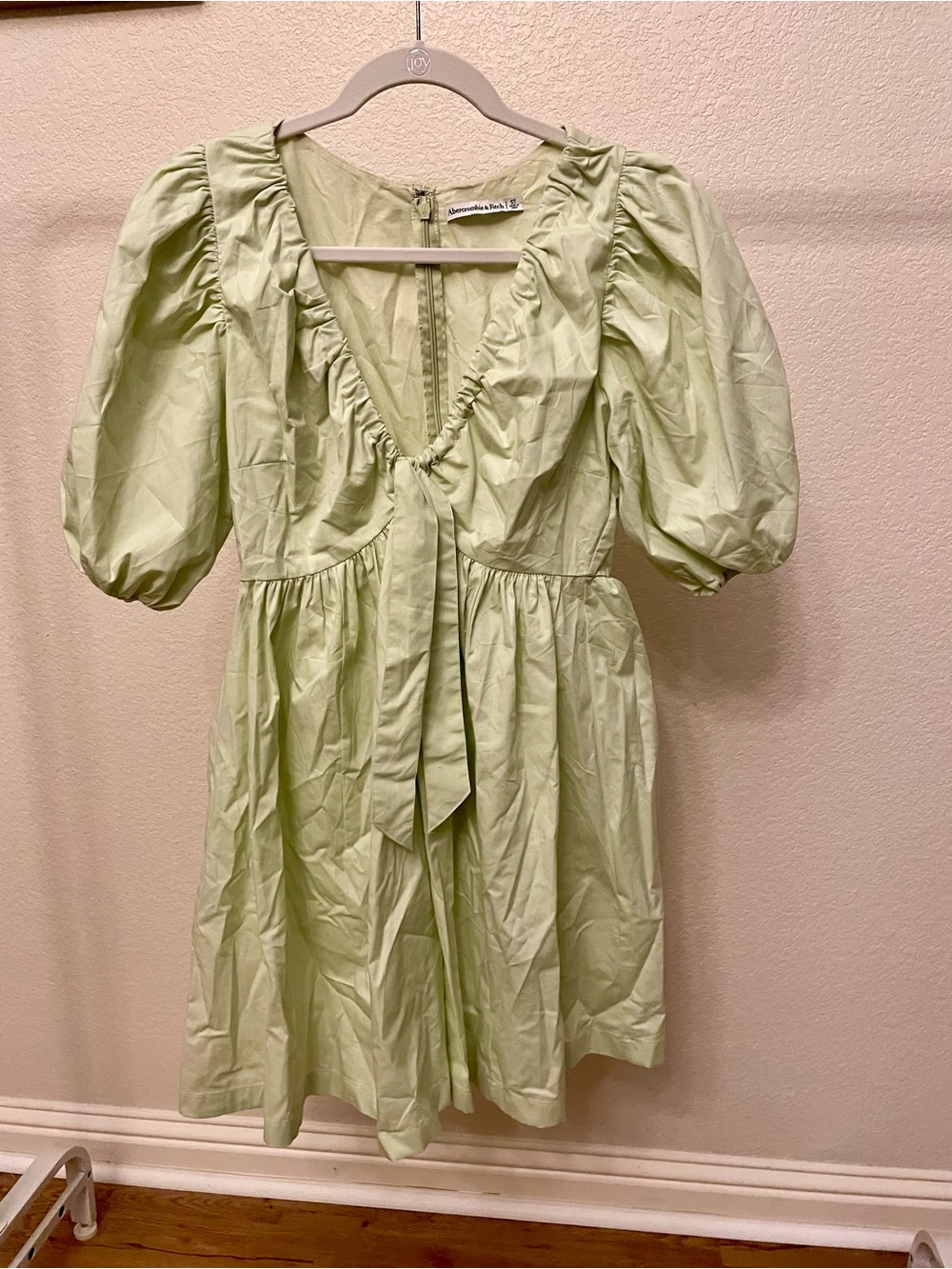 Abercrombie & Fitch Pastel Green Ruffle Tie-Front Mini Dress